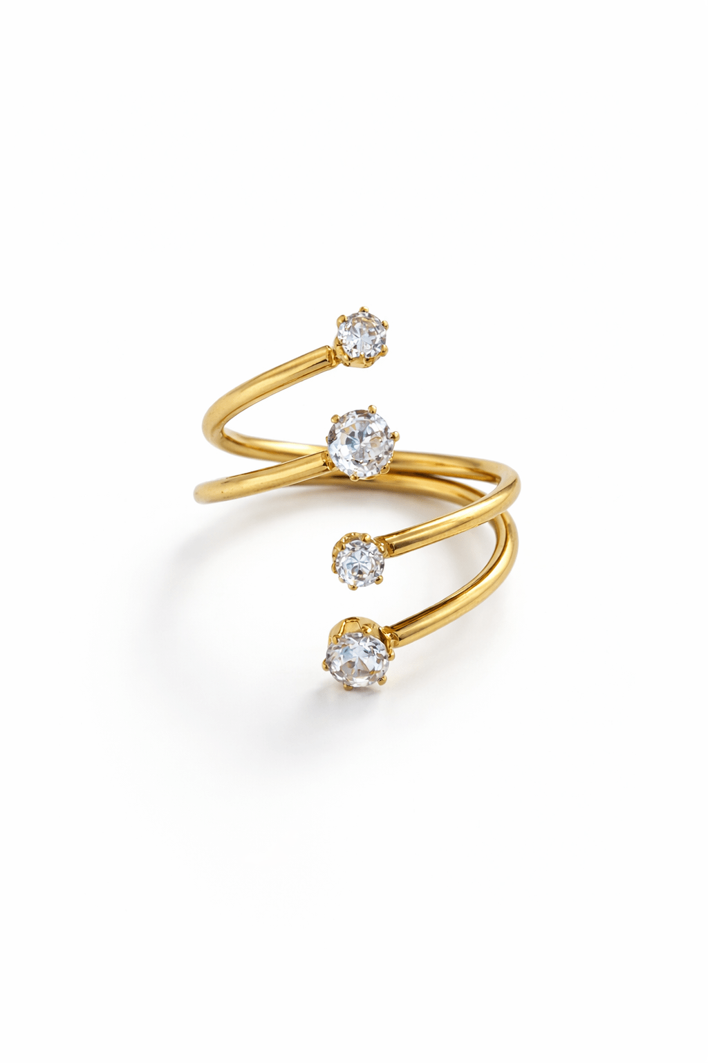 DUESTELLE ITALIA - Spiral Gold - Justerbar ring med zirkoner