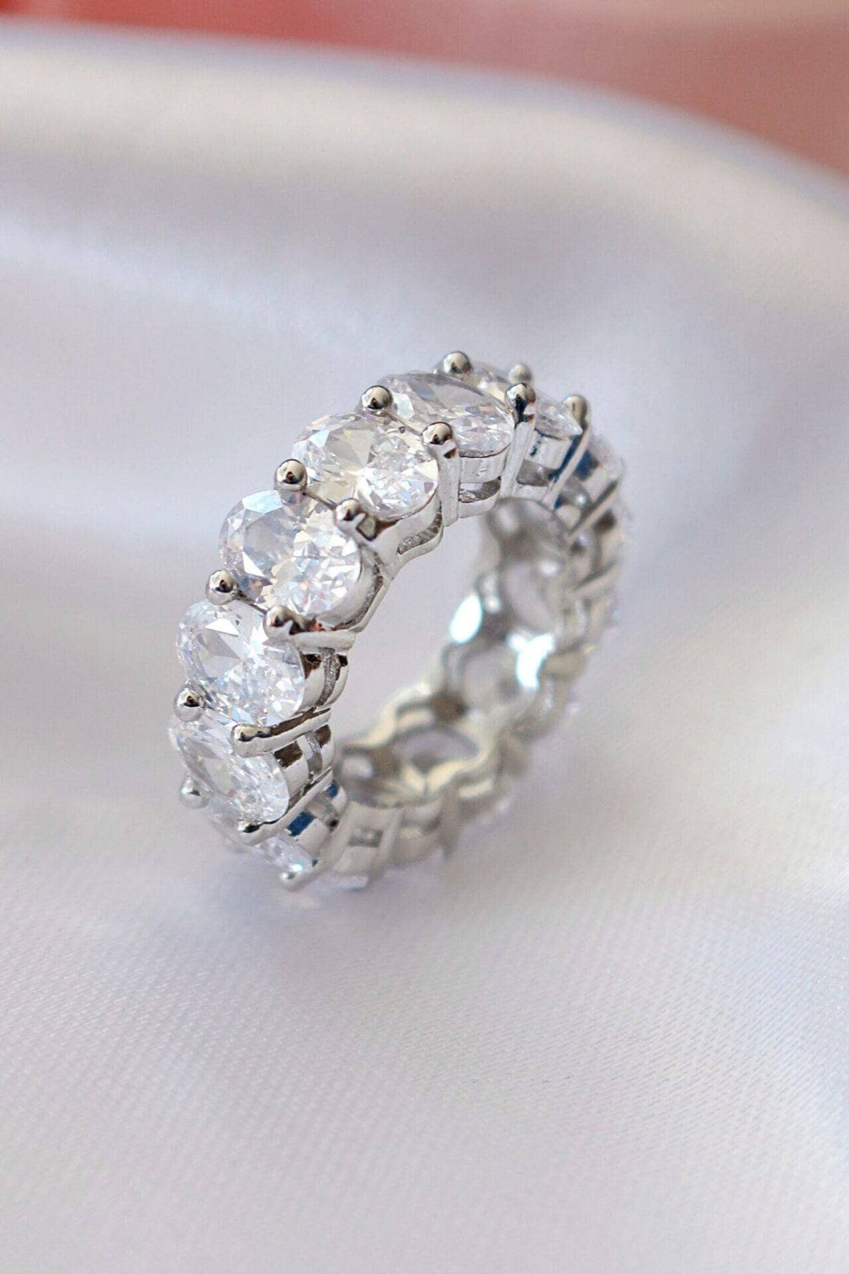 Divine Dulcet - 925 sølv ring med ovale cubic zirkonia sten og diamant-slibning: 9