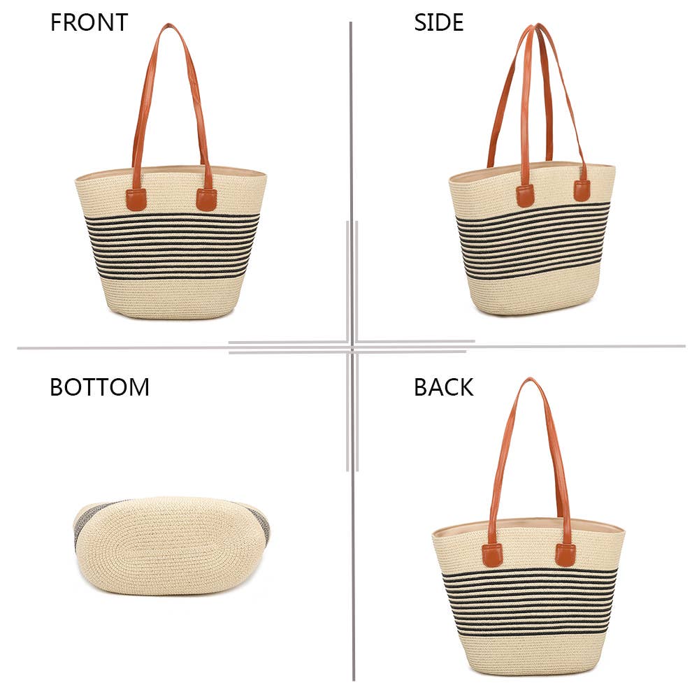 Gallantry - Capucine sommertaske i vævet materiale med striber: Beige