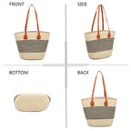 Gallantry - Capucine sommertaske i vævet materiale med striber: Beige