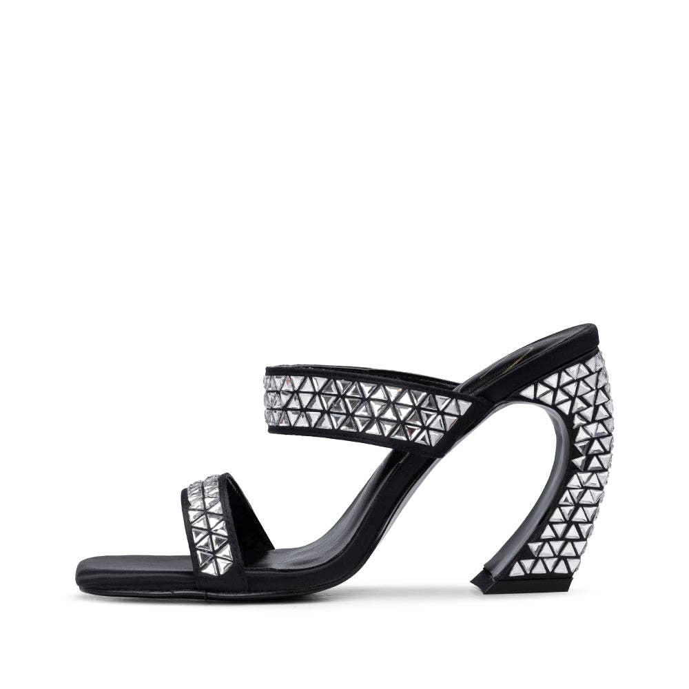 What a Shoes - Sevilla mules med sølvnitter og 11 cm hæl