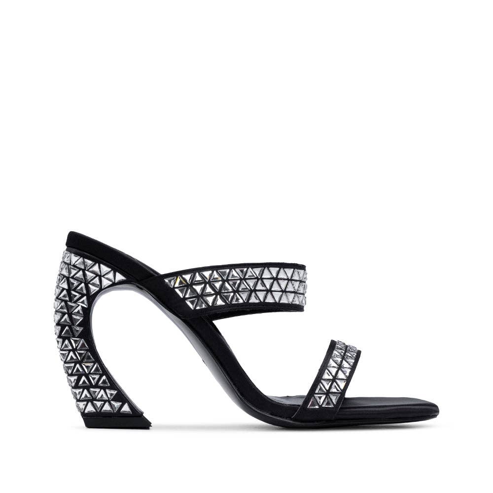 What a Shoes - Sevilla mules med sølvnitter og 11 cm hæl