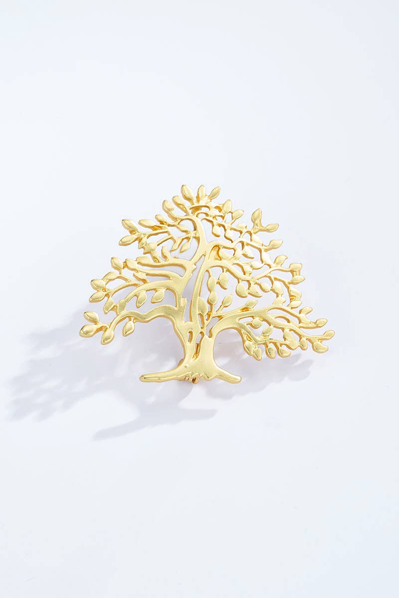 Træ-broche: Guld