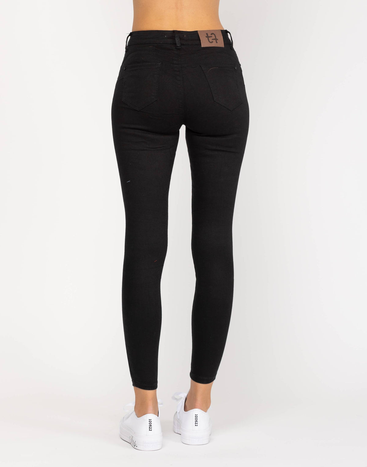 Push-up jeans med høj talje og tætsiddende pasform