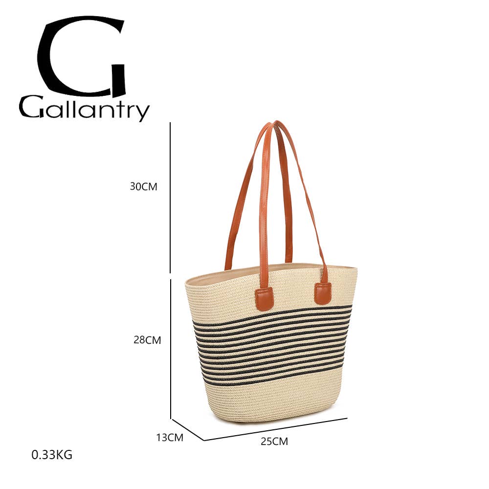 Gallantry - Capucine sommertaske i vævet materiale med striber: Beige