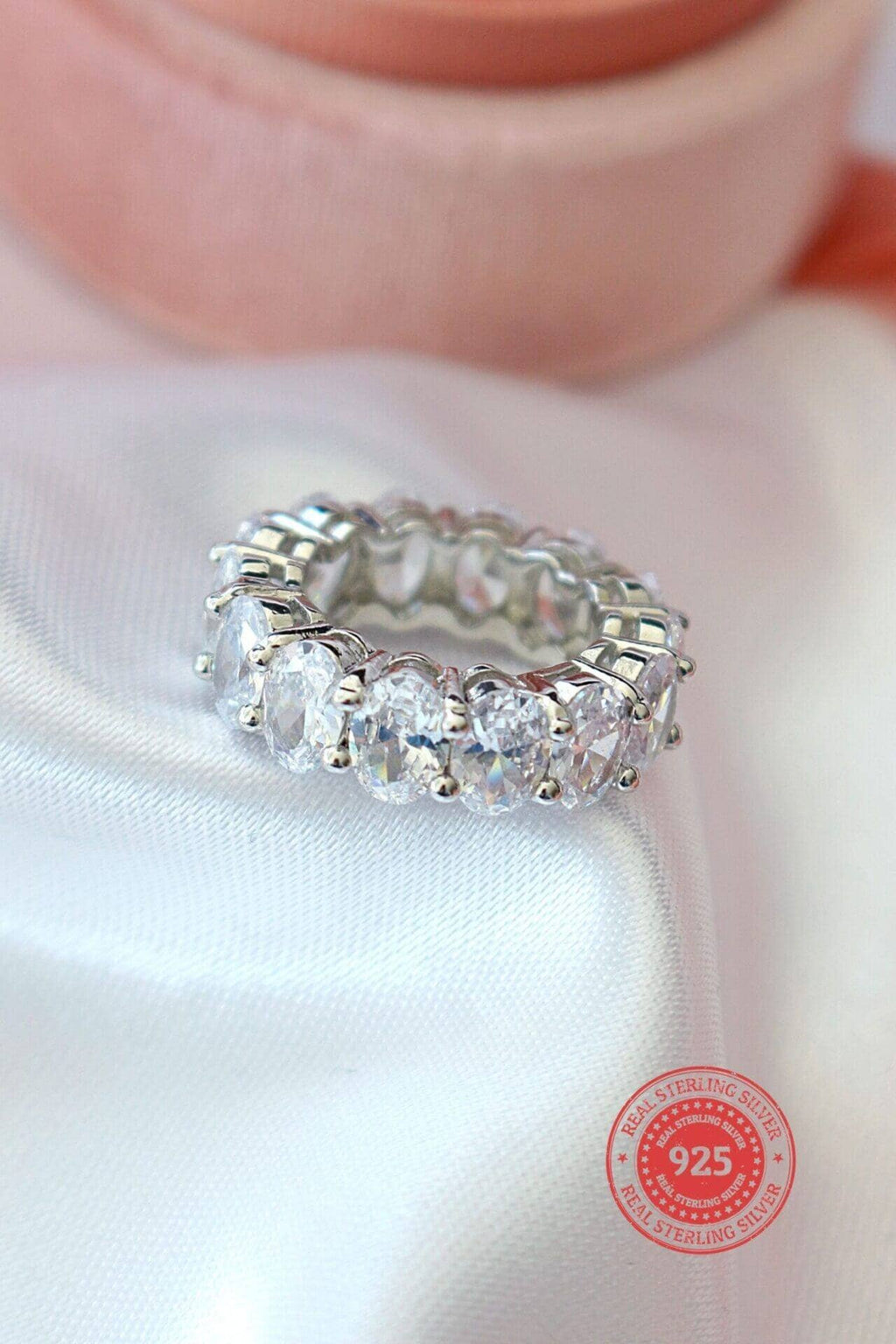 Divine Dulcet - 925 sølv ring med ovale cubic zirkonia sten og diamant-slibning: 9