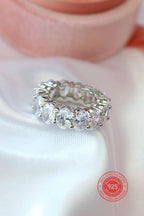 Divine Dulcet - 925 sølv ring med ovale cubic zirkonia sten og diamant-slibning: 9