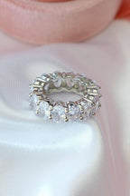 Divine Dulcet - 925 sølv ring med ovale cubic zirkonia sten og diamant-slibning: 9
