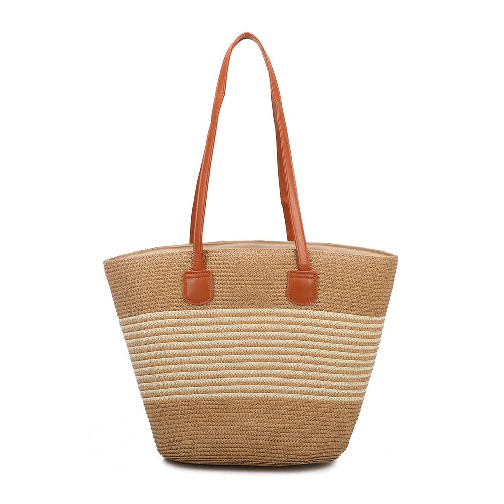 Gallantry - Capucine sommertaske i vævet materiale med striber: Beige