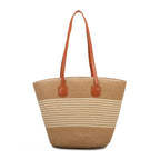 Gallantry - Capucine sommertaske i vævet materiale med striber: Beige