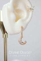 Øreringe med månehank i 24 karat cubic zirconia
