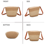 SOLEA Taske med stribet strålook og justerbar skulderrem: BEIGE/SORT