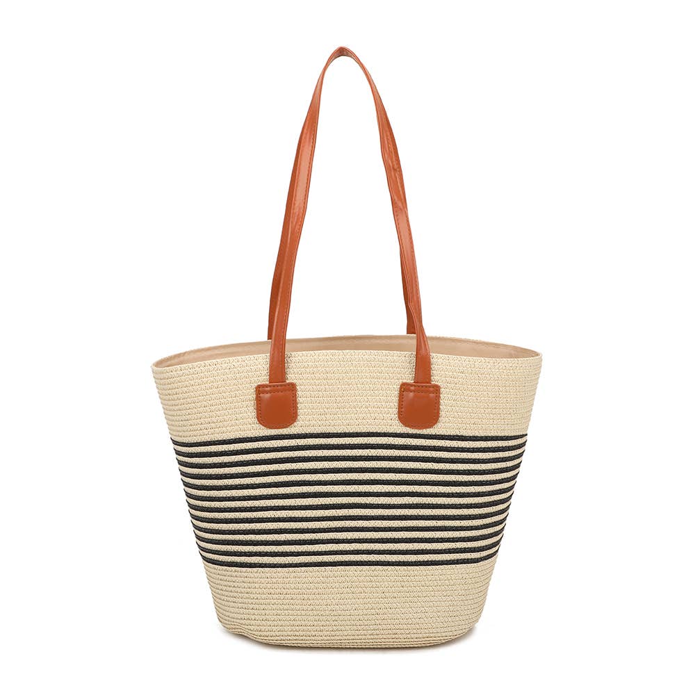 Gallantry - Capucine sommertaske i vævet materiale med striber: Beige
