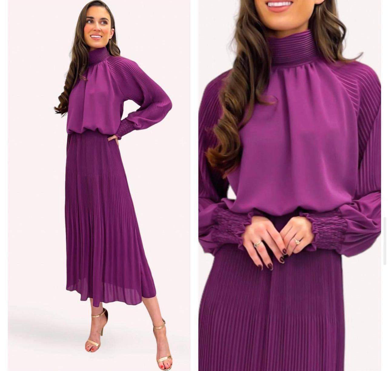 Plisseret maxi kjole i one size