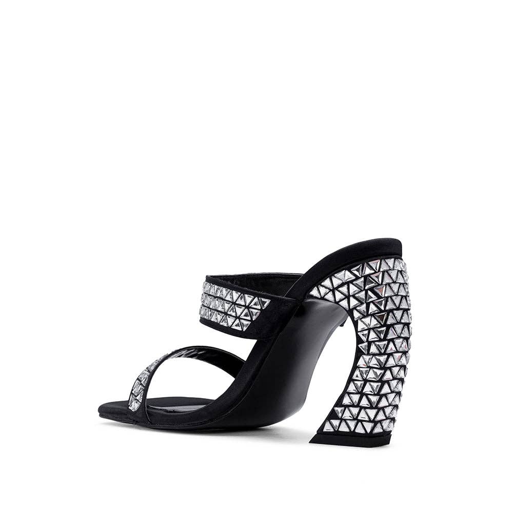 What a Shoes - Sevilla mules med sølvnitter og 11 cm hæl