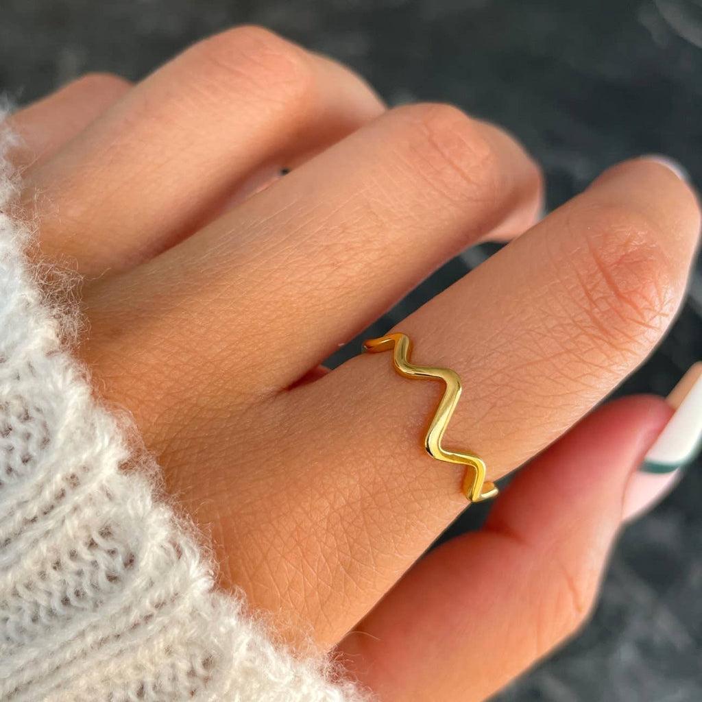 Nalu ring | 18 karat forgyldt: Guld / 7 - 54/55 - M